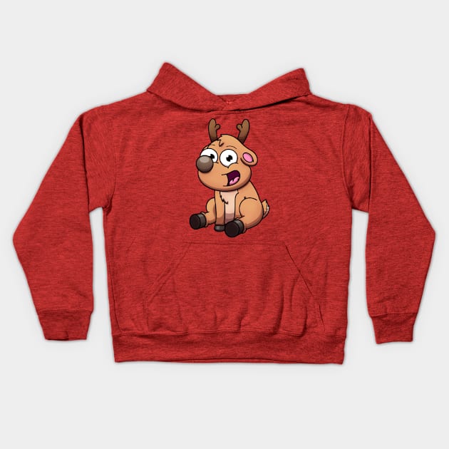 Cute Baby Reindeer Kids Hoodie by TheMaskedTooner